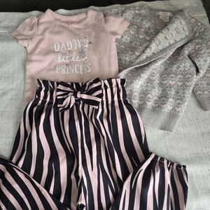 Baby Bundle - Daddy's Little Princess Pink Baby Onsie Pants And Sweater